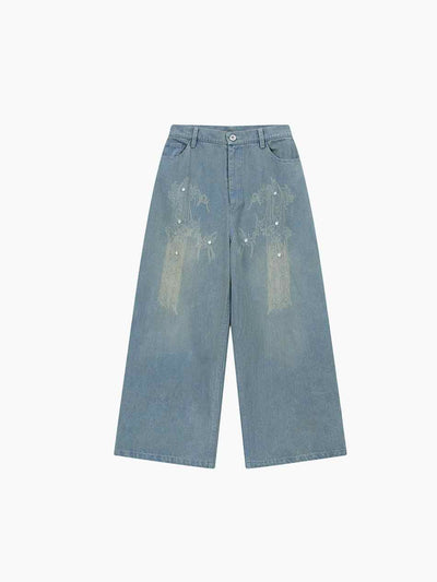 Pillar Decorated Washed Jeans ELY0022