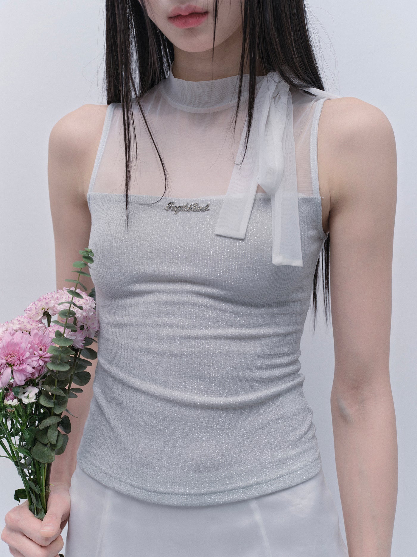 Cloud Design Mesh Top/Slim Skirt FRA0337