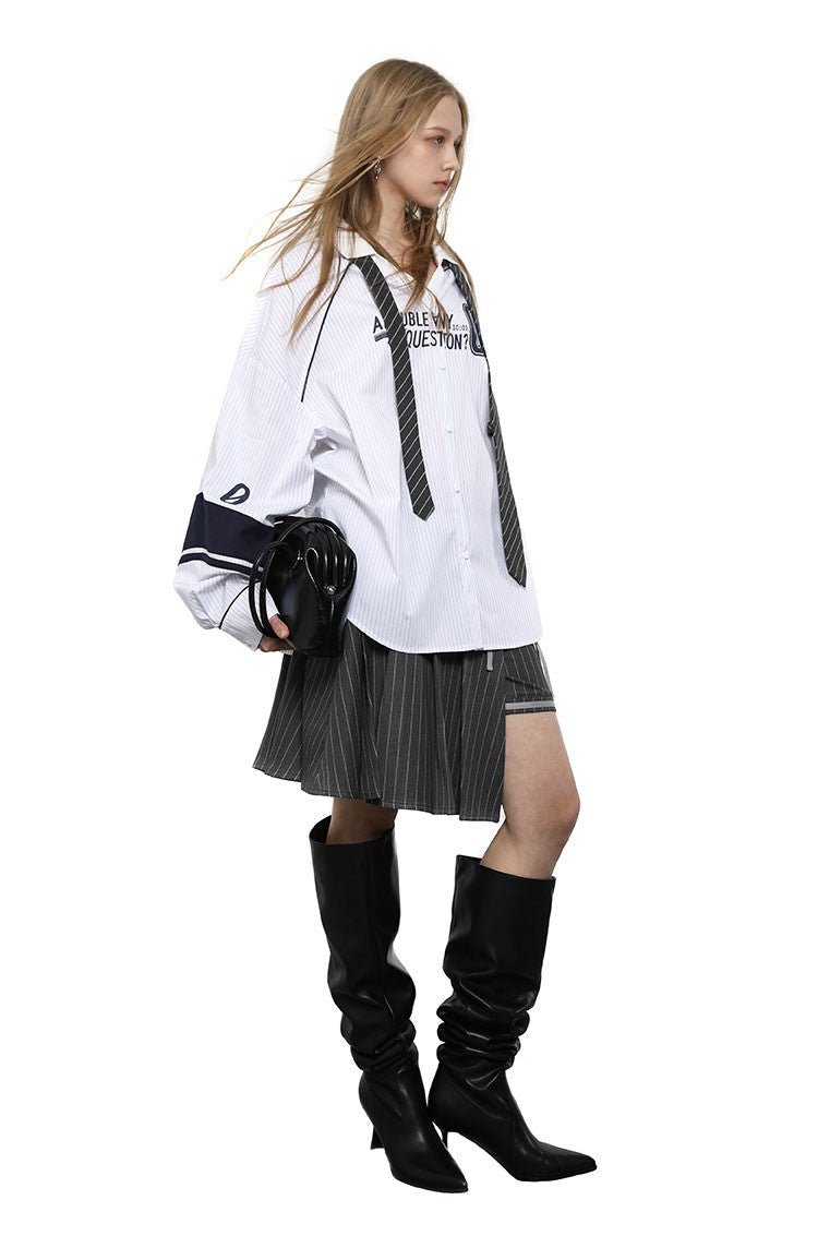 Two-color LOGO Printed Loose Shirt ANY0079