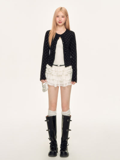 Polka Dot Black Cardigan WEE0068