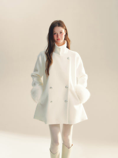 Snow White High-end Medium-length Wool Coat REC0058