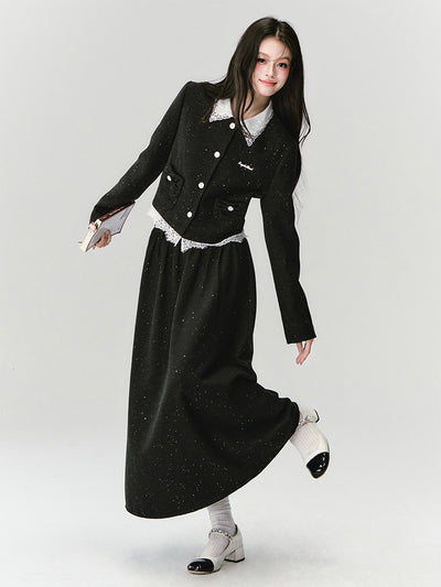 Lace Collar Suit Jacket/Skirt FRA0433