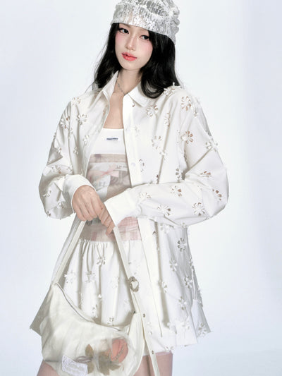Flower Hollow Cut Shirt/Skirt/Camisole FRA0348