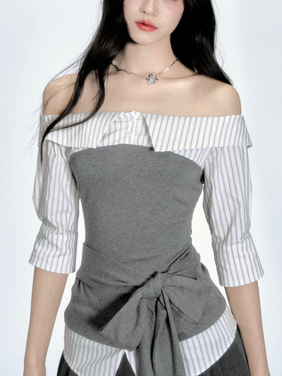 One shoulder Striped Shirt FRA0344