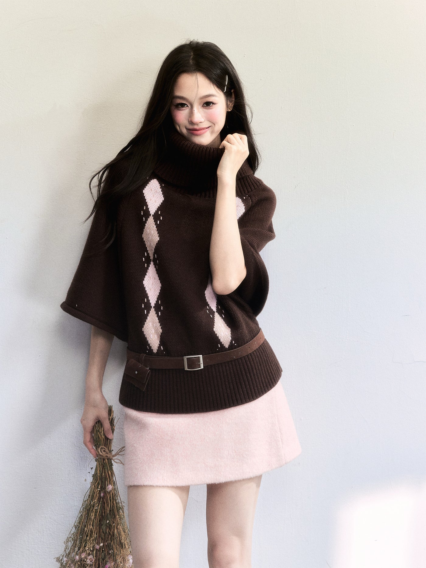 Diamond-patterned Retro Sweater FRA0505