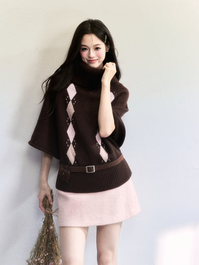 Diamond-patterned Retro Sweater FRA0505