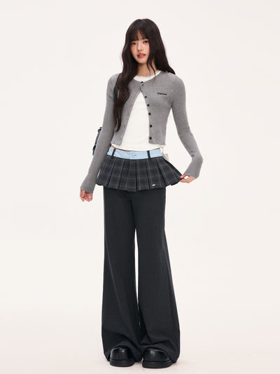 High-Waisted Design Plaid Skirt Flared Pants WEE0074