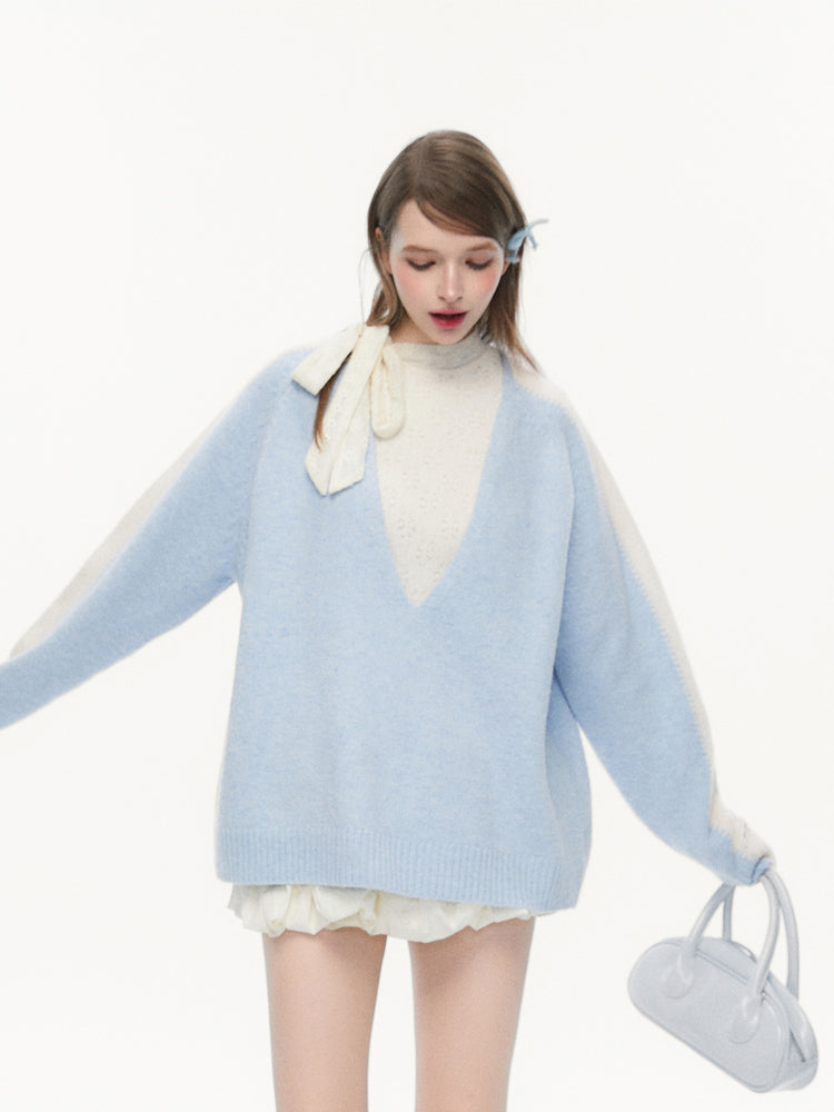 V-neck Loose Pullover Sweater SPE0082
