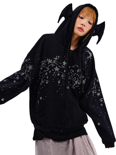 Starry Night Diamond Sweatshirt Hooded Jacket CFI0061