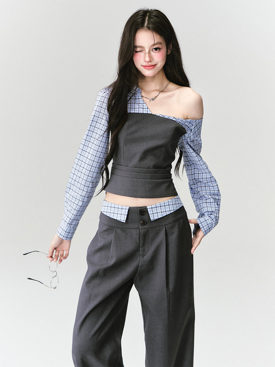 Intellectual Off-shoulder Shirt/Pants FRA0414