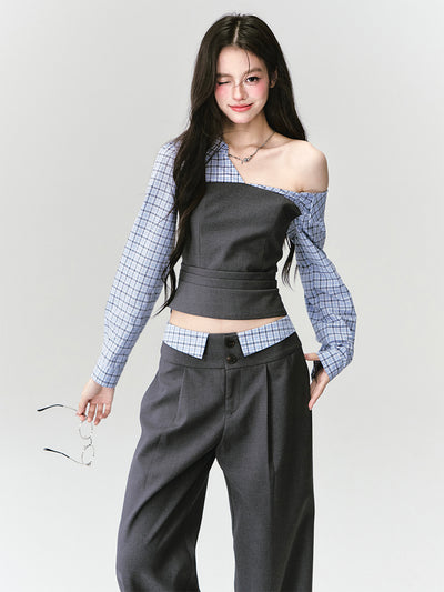 Intellectual Off-shoulder Shirt/Pants FRA0414