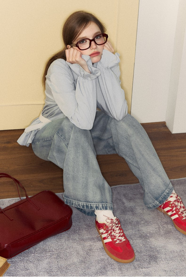 Love Embroidered Red Button Shirt/Belt SPE0050