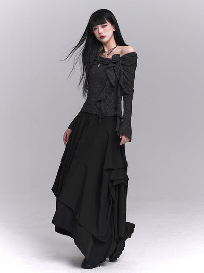 Black Irregular Unique Skirt LAD0166