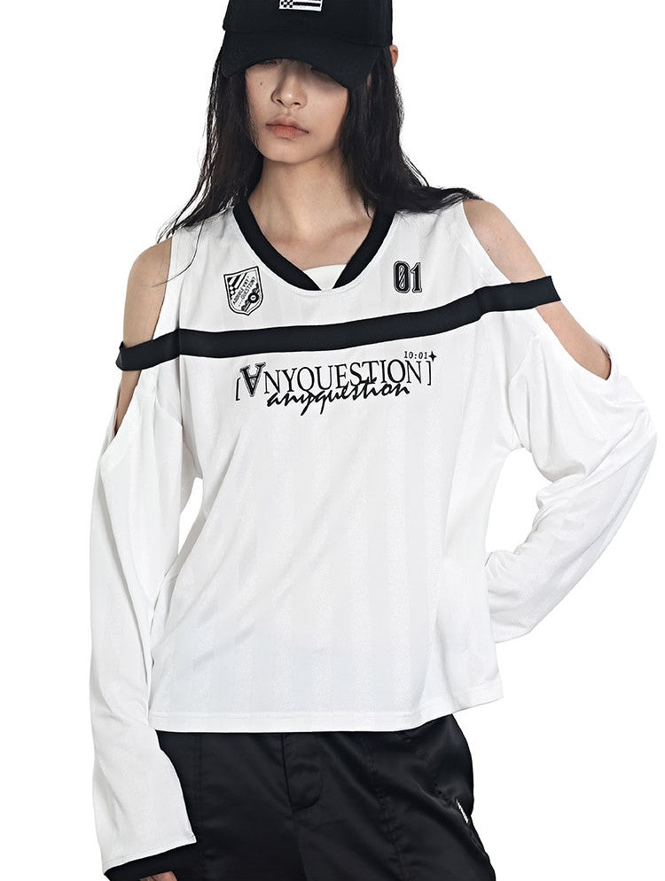 Two-tone Patch Print Jersey T-shirt ANY0076