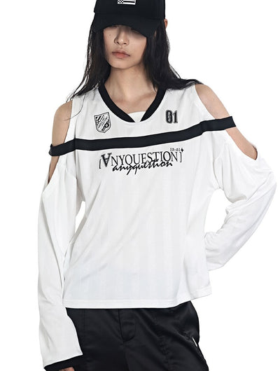 Two-tone Patch Print Jersey T-shirt ANY0076