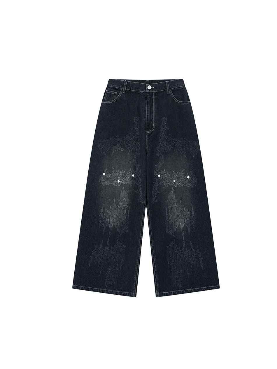 Floruit Print Washed Jeans ELY0021