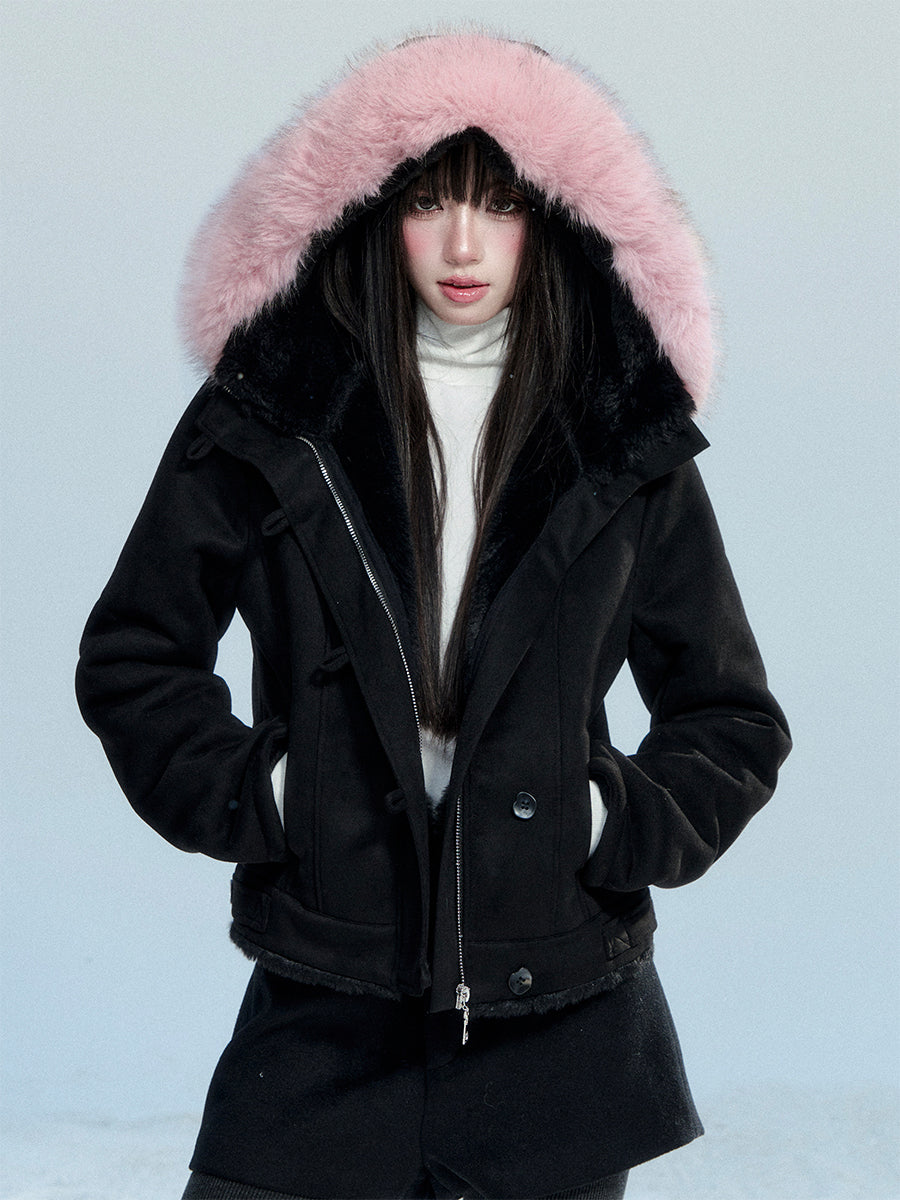 Fur Collar Suede Short Jacket FRA0464