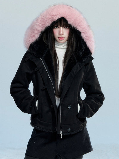 Fur Collar Suede Short Jacket FRA0464