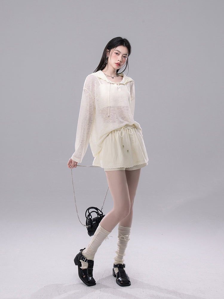 See-through Cardigan+Shorts COT0258