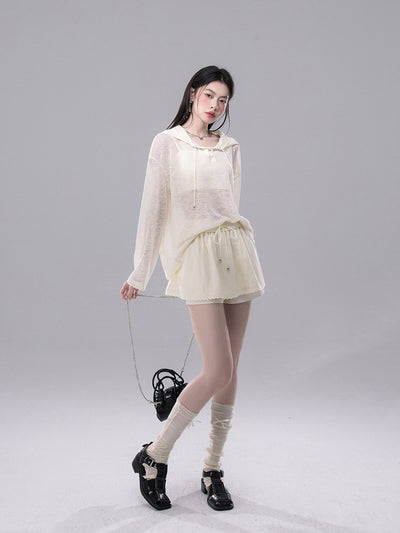 See-through Cardigan+Shorts COT0258
