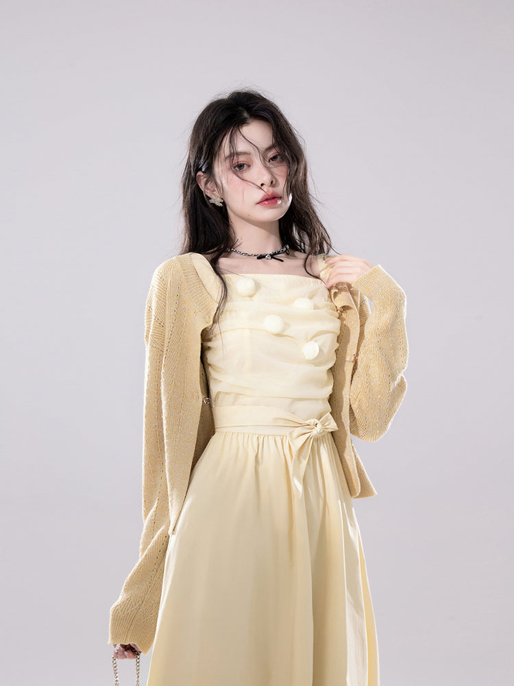 Sunlight Rose Tulle Sling Dress COT0261