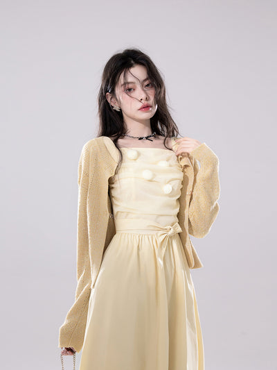 Sunlight Rose Tulle Sling Dress COT0261