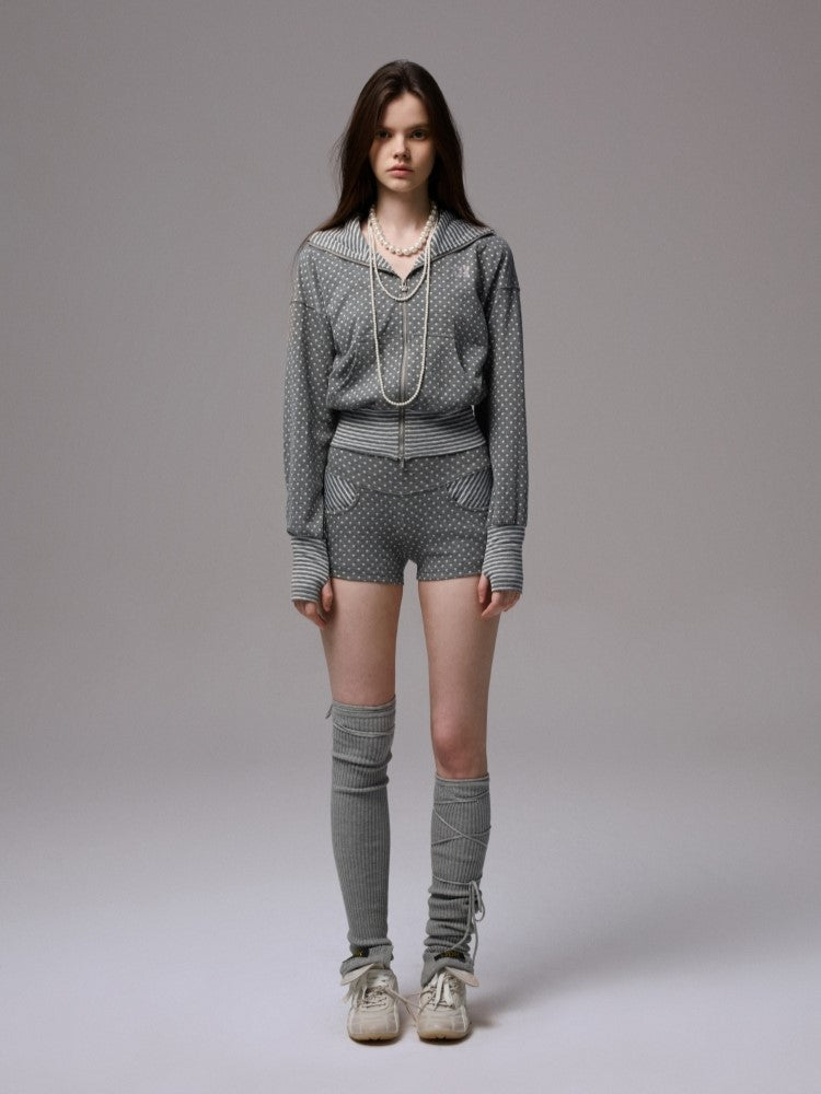 Polka Dot Devil Horn Hooded Jacket JIN0037