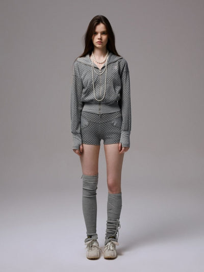 Polka Dot Devil Horn Hooded Jacket JIN0037