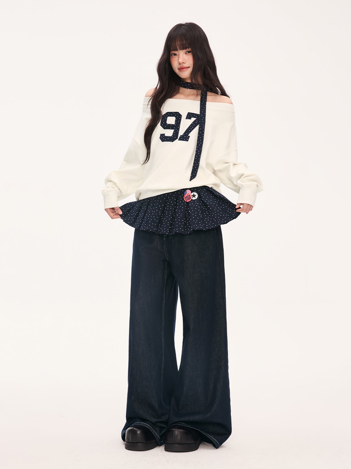 Off-shoulder Print Casual Sweatshirt WEE0069