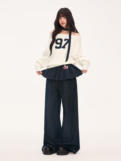 Off-shoulder Print Casual Sweatshirt WEE0069