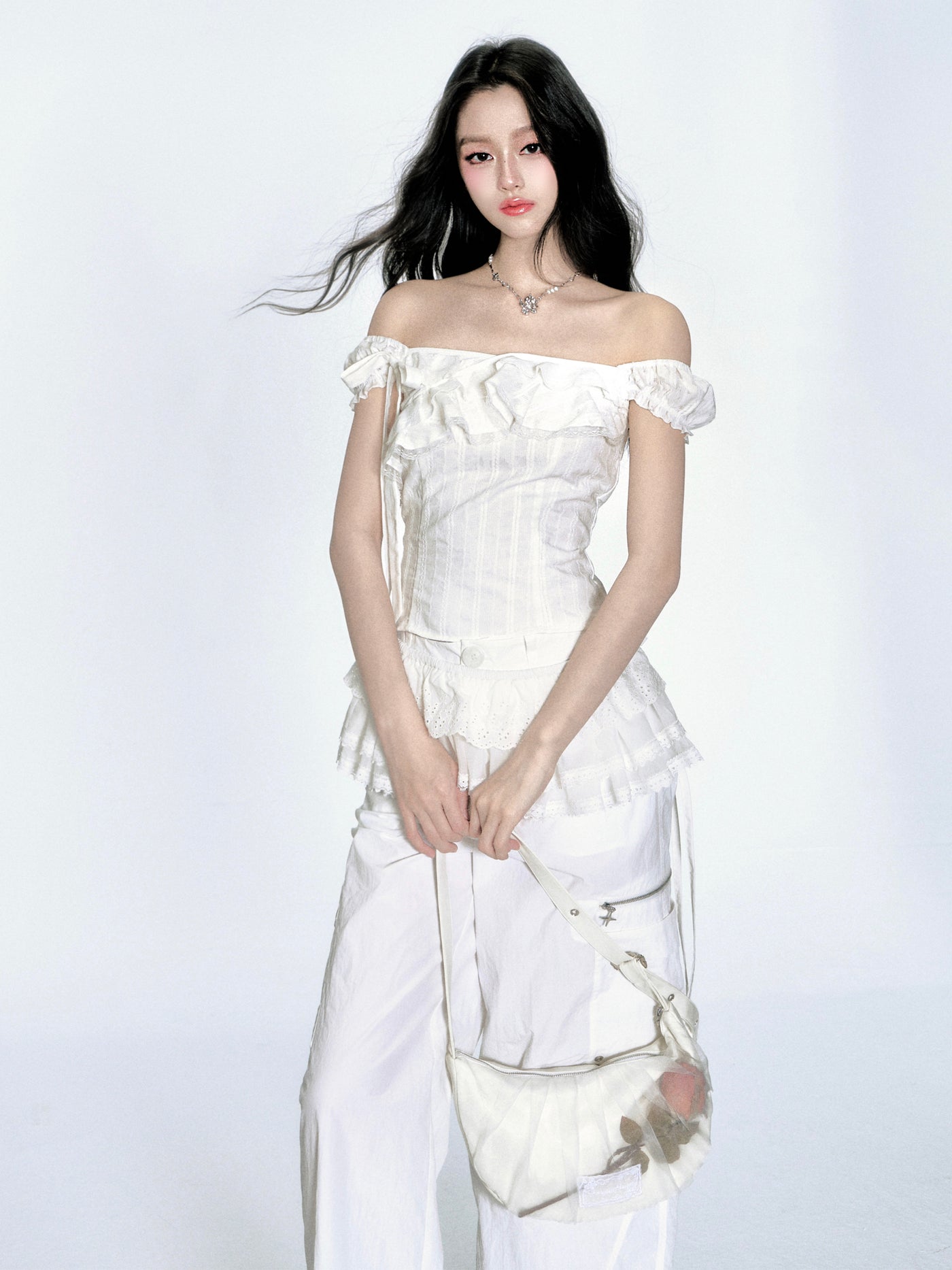 Lace Off-shoulder Shirt FRA0346