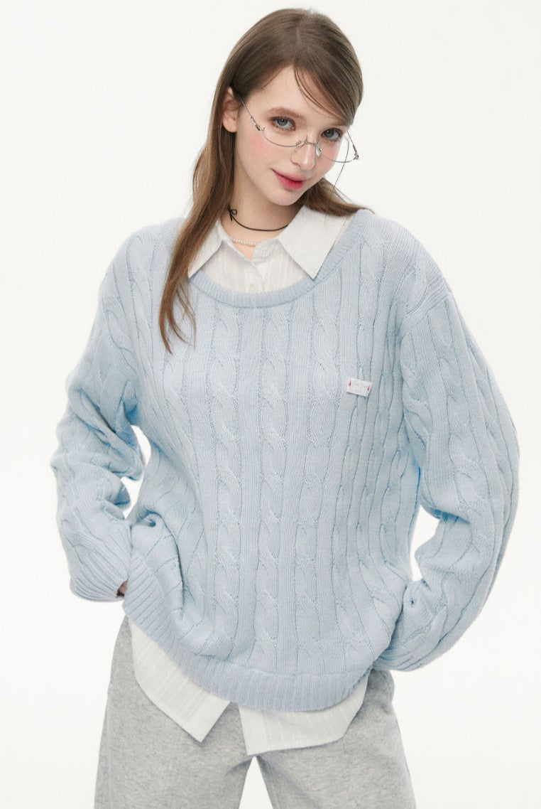 Fake Two-piece Casual Shirt Sweater SPE0078