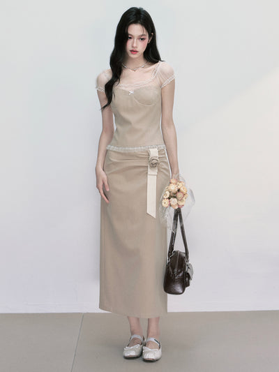 Puff Sleeve Top/Pleated Skirt FRA0405