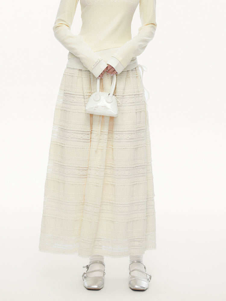 Splicing Lace Cake Long Skirt SPE0081