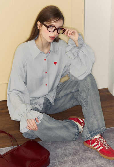 Love Embroidered Red Button Shirt/Belt SPE0050