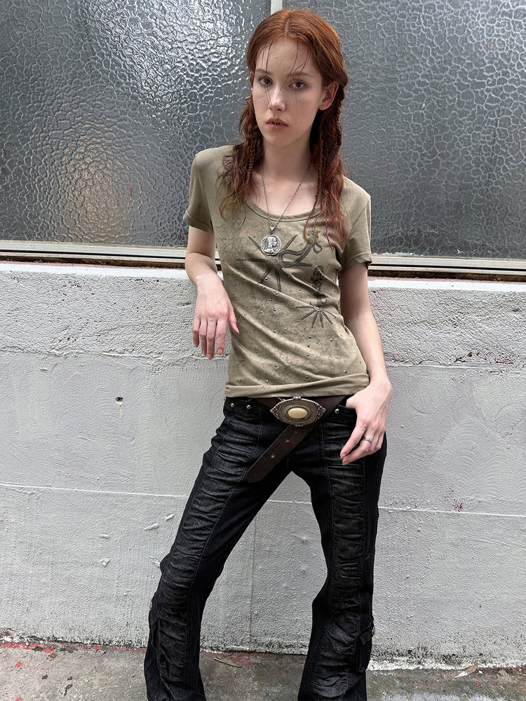 Western Print Diamond T-shirt DOU0118