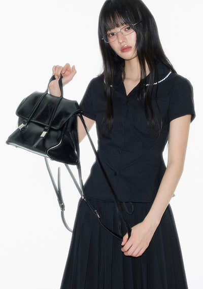 Black Lace Doll Collar Shirt ONT0017