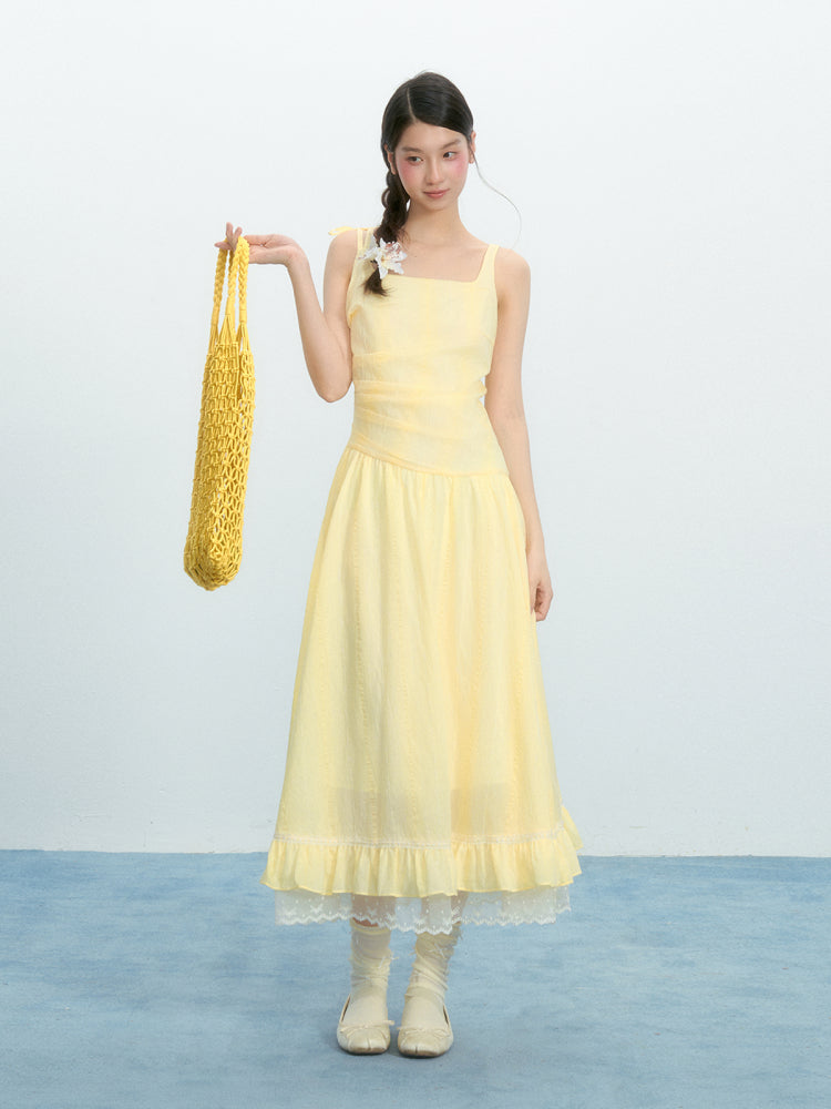 Square Collar Irregular Sling Dress NTO0222