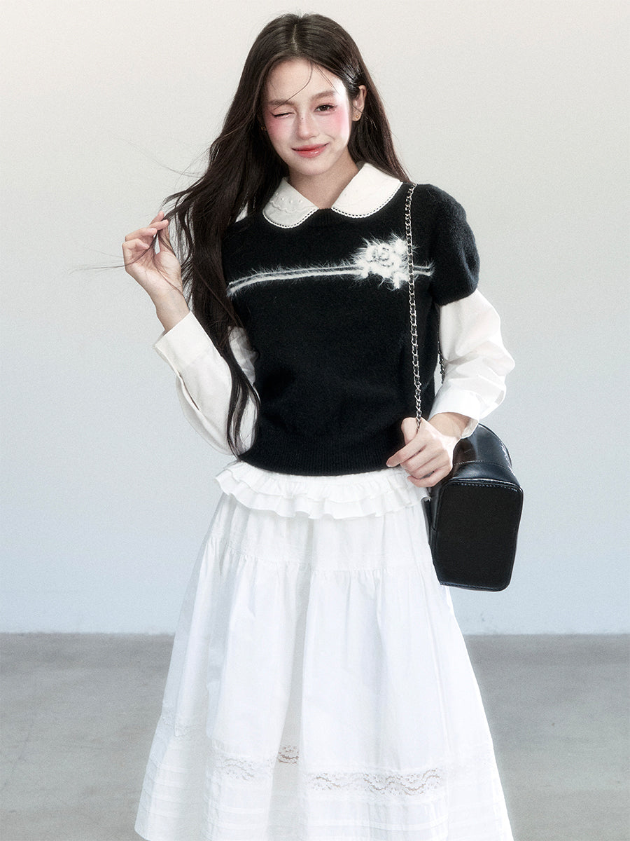 Floral Short-sleeved Sweater FRA0452