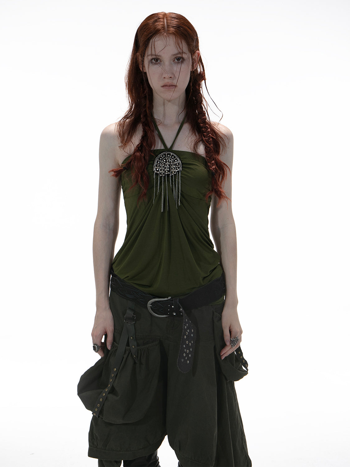 Metal Buckle Decoration Tube Top DOU0136