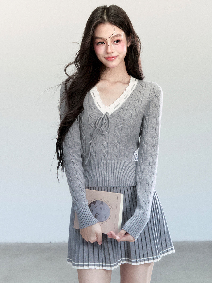 Retro Waist-Slimming Sweater/Skirt FRA0458