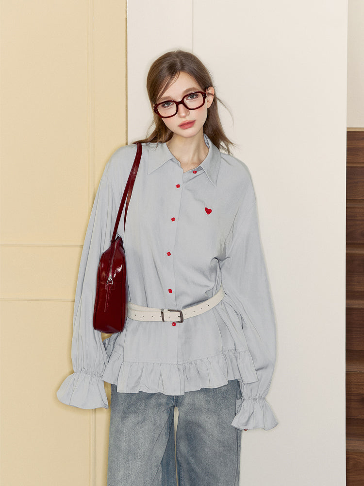 Love Embroidered Red Button Shirt/Belt SPE0050