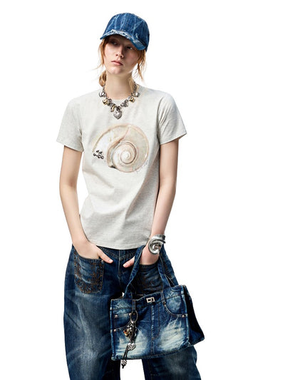 Print Loose Short-Sleeve T-Shirt JIN0003
