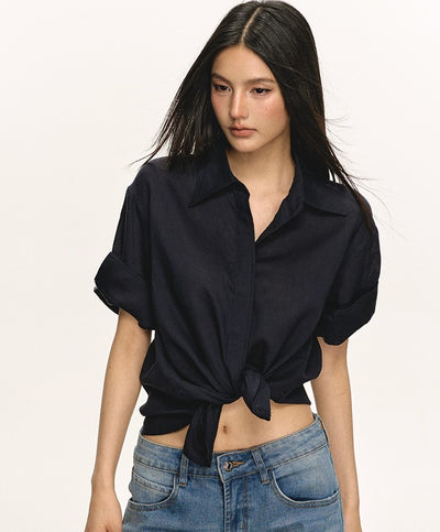 High-end Linen Short-sleeved Shirt ANA0044