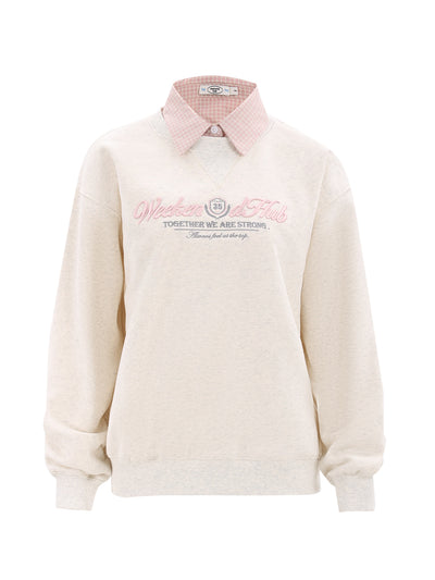 Plaid Shirt Collar Long-Sleeved Sweatshirt WEE0060