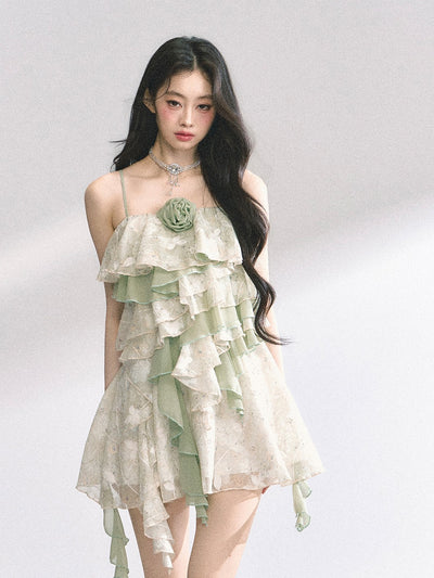 Lace Floral Suspender Dress DIA0440