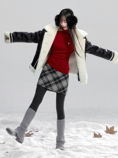 Red Off-shoulder Cotton Sweater FRA0489