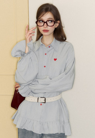 Love Embroidered Red Button Shirt/Belt SPE0050