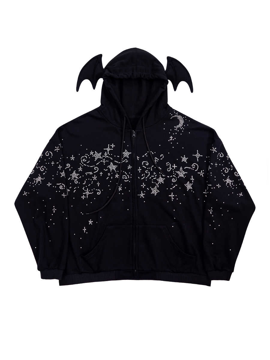 Starry Night Diamond Sweatshirt Hooded Jacket CFI0061