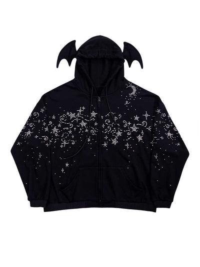 Starry Night Diamond Sweatshirt Hooded Jacket CFI0061